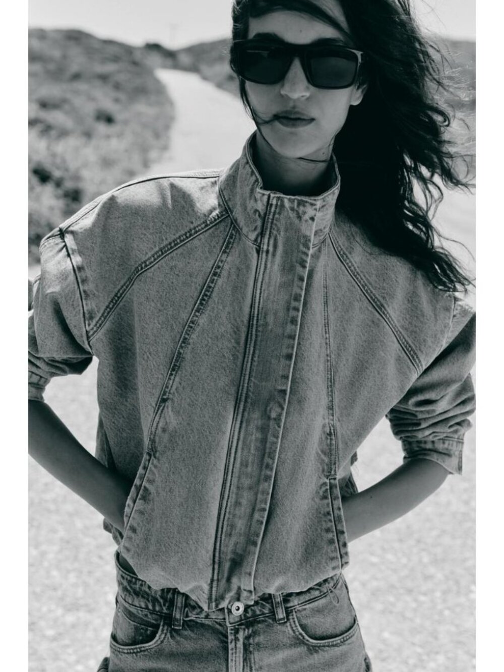 ZARA Z1975 HIGH NECK DENIM BOMBER JACKET